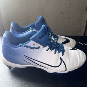 Nike White and Blue Softball Shoes
